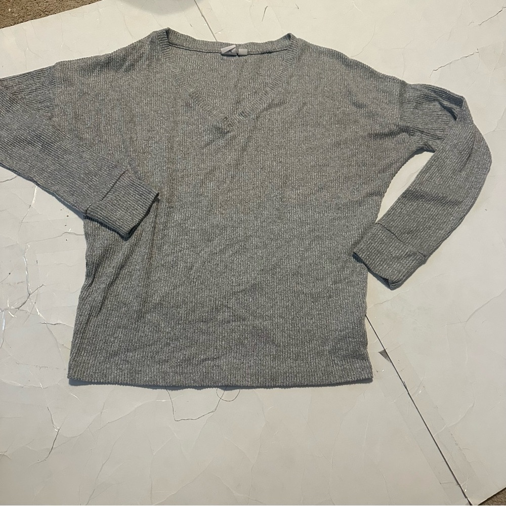 Gap Women’s Grey Sweater Long Sleeve Thin Plain Y2K Ribbed Casual Fall